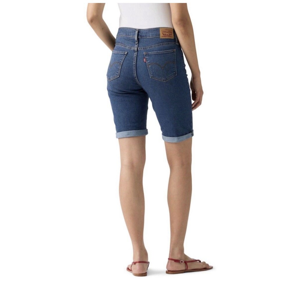 Levi's Womens Bermuda Jean Shorts Size 27 Denim Shorts Dark Wash Jorts Stretch